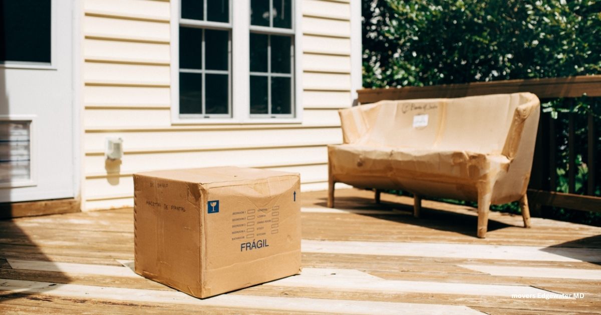 Moving crew wrapping outdoor patio furniture in Edgewater MD